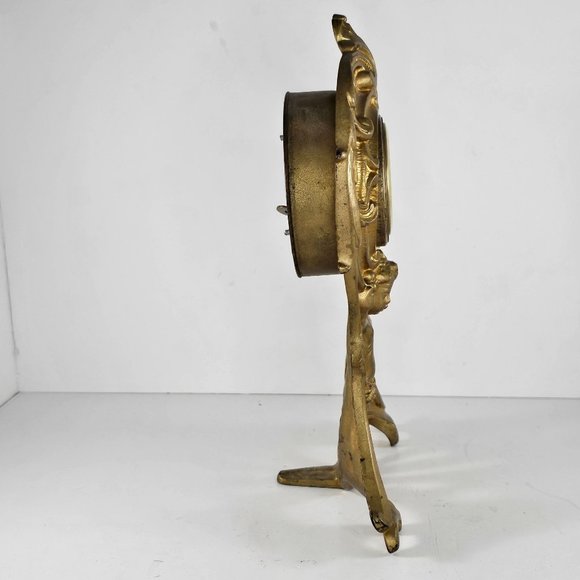 Antique Ornate Gold Mantel Clock Cherub Design Mercedes Germany Circa 1906 - Picture 4 of 14